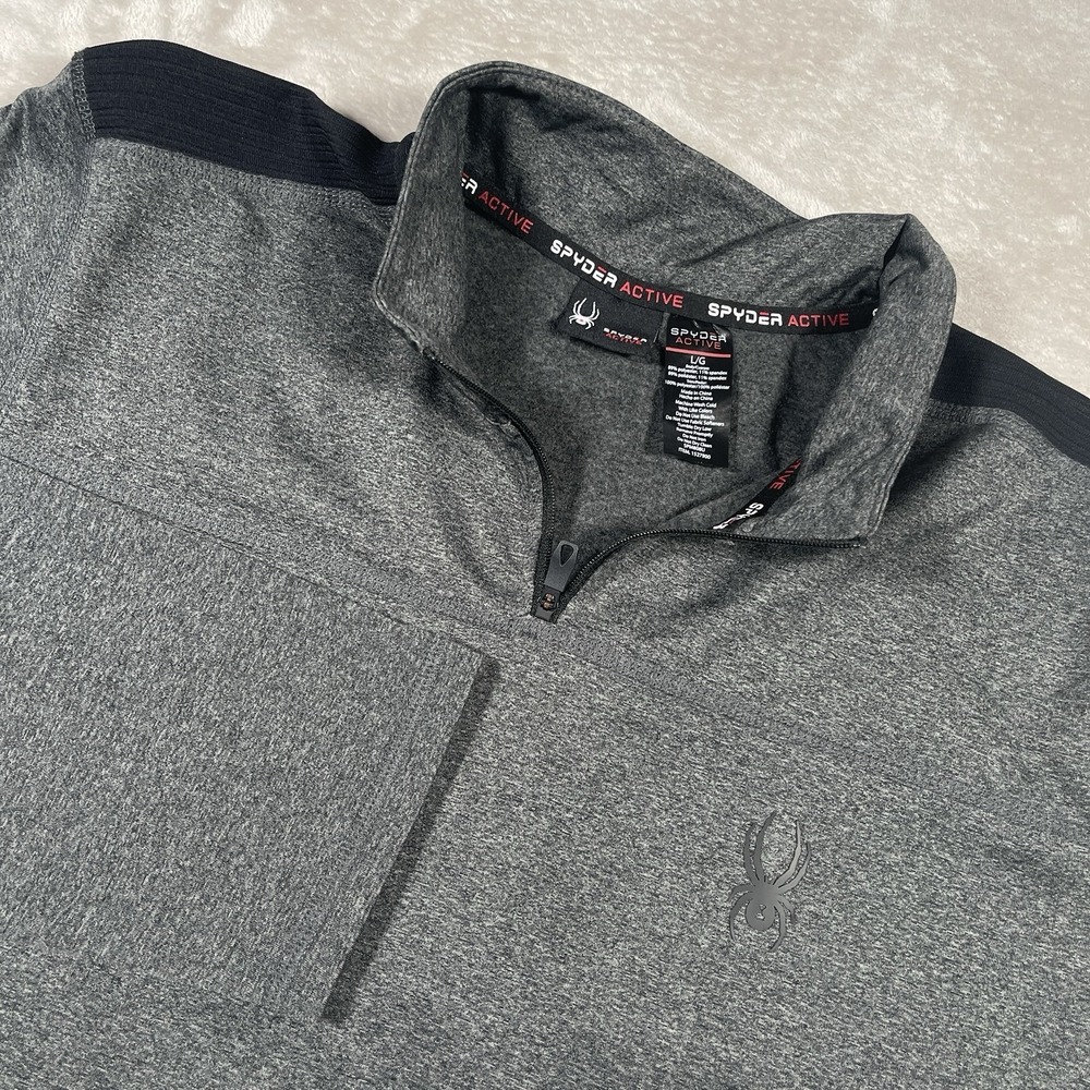 Spyder Prospect ProWeb Active 1/4 Zip Long Sleeve Pullover Shirt Men's L Gray